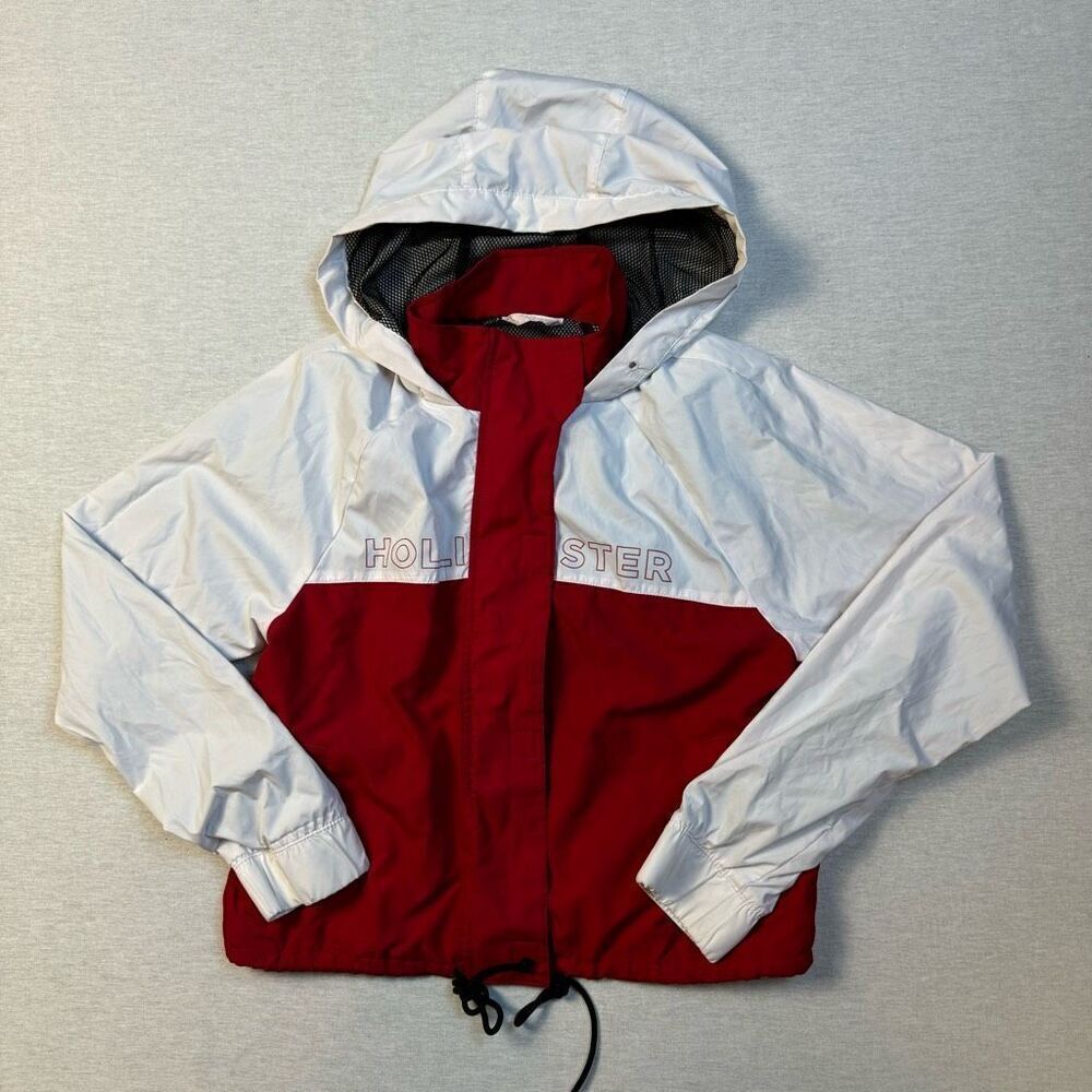 Y2K Hollister Women’s Windbreaker Hooded Jacket Zip Up Sz M